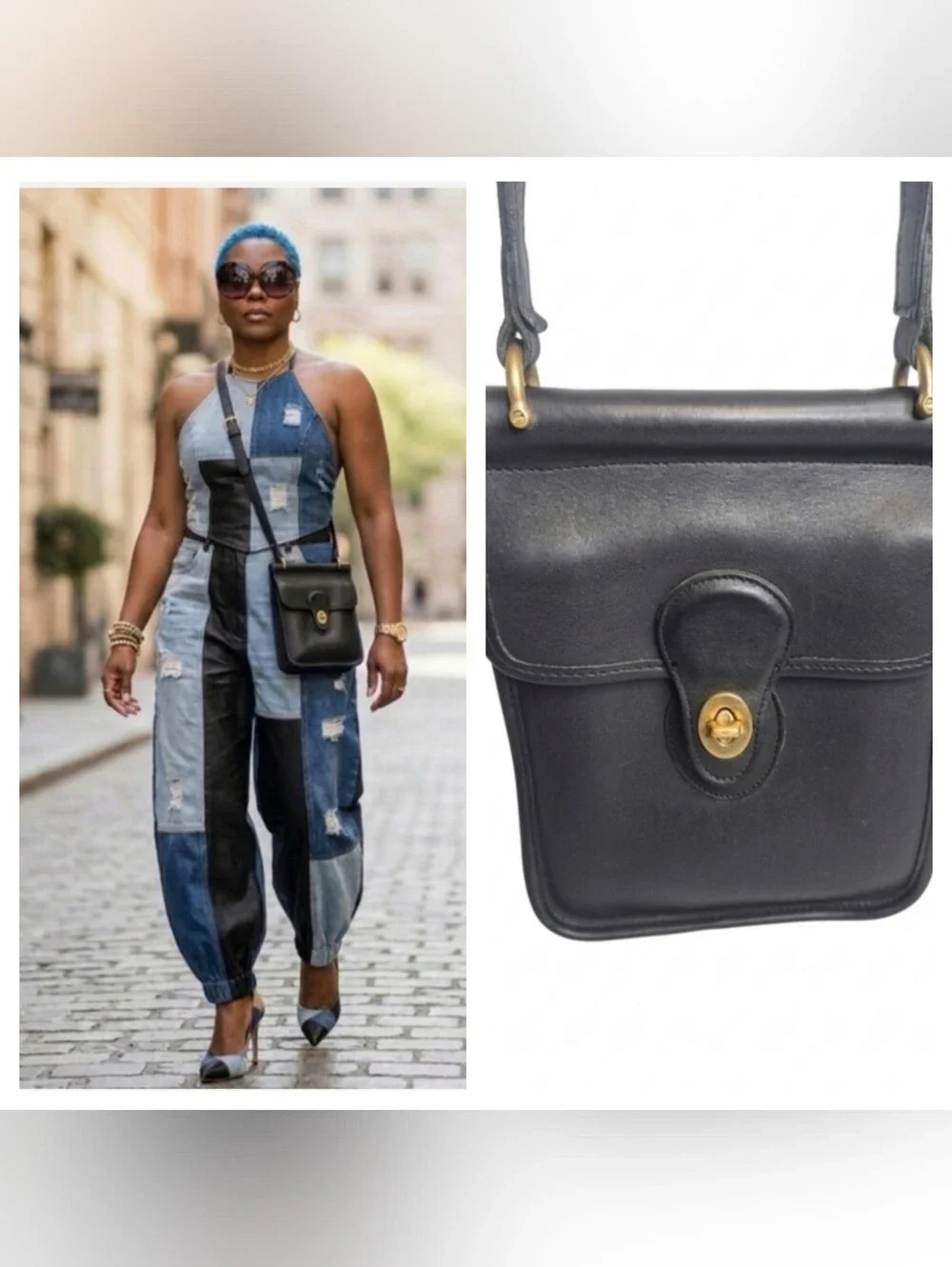 Coach Vintage Murphy Classic Black Leather Crossbody Bag